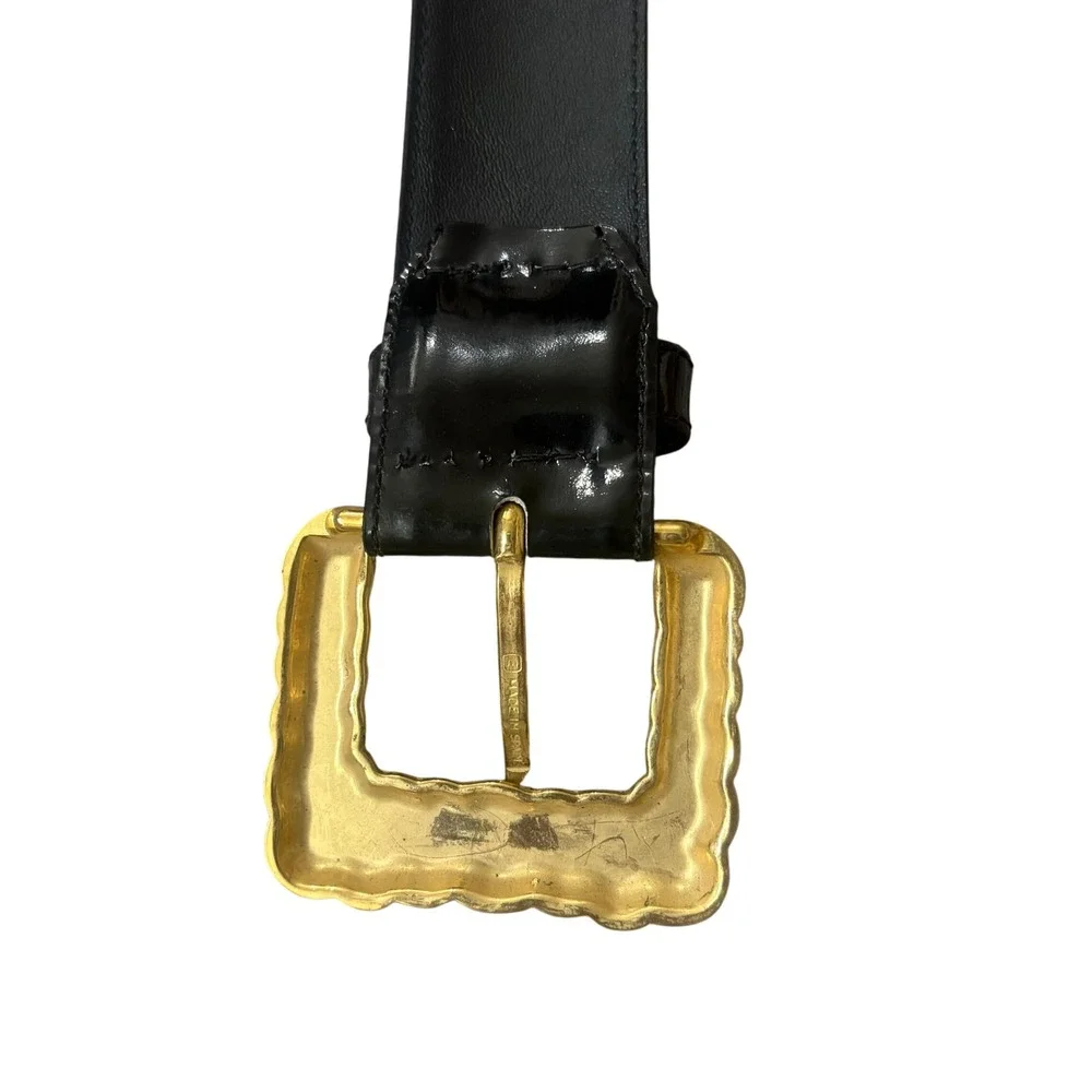Bonwit Teller designer Leather Belt Gold Buckle Patent Leather Kids Size‎ M